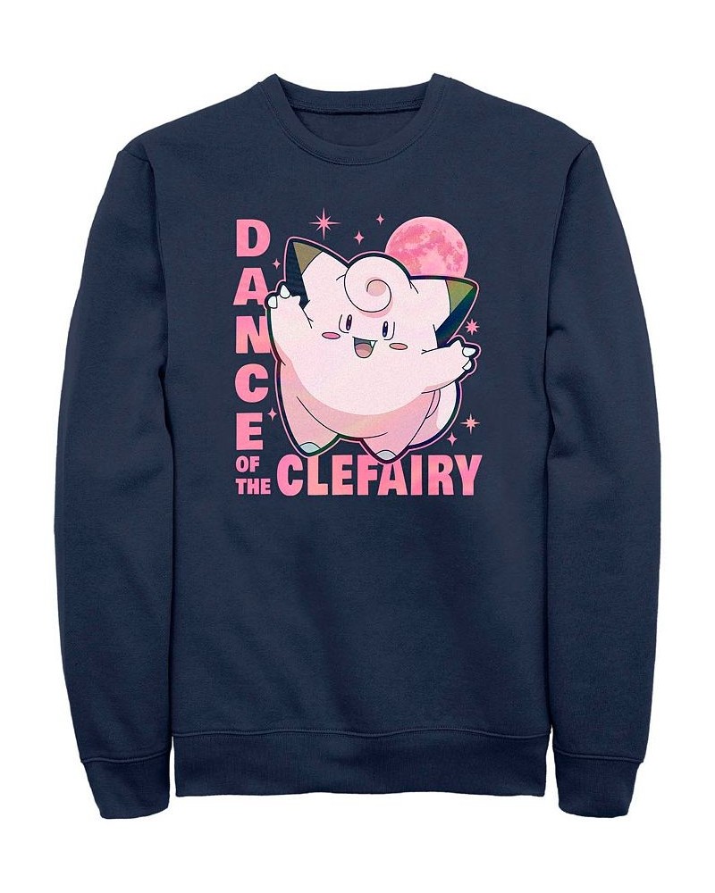 Men's Clefairy Dance Crew Fleece Pullover Sweatshirt Blue $23.63 Sweatshirt