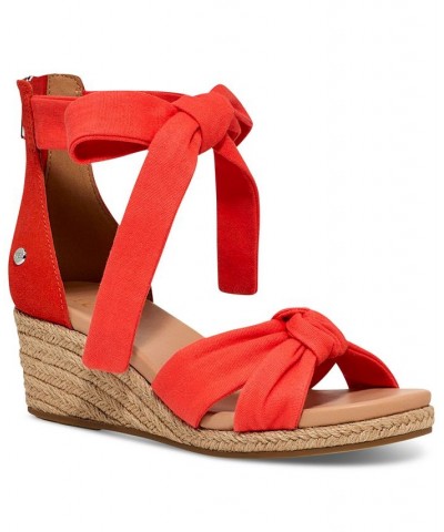 Women's Yarrow Espadrille Wedge Sandals Red $53.90 Shoes