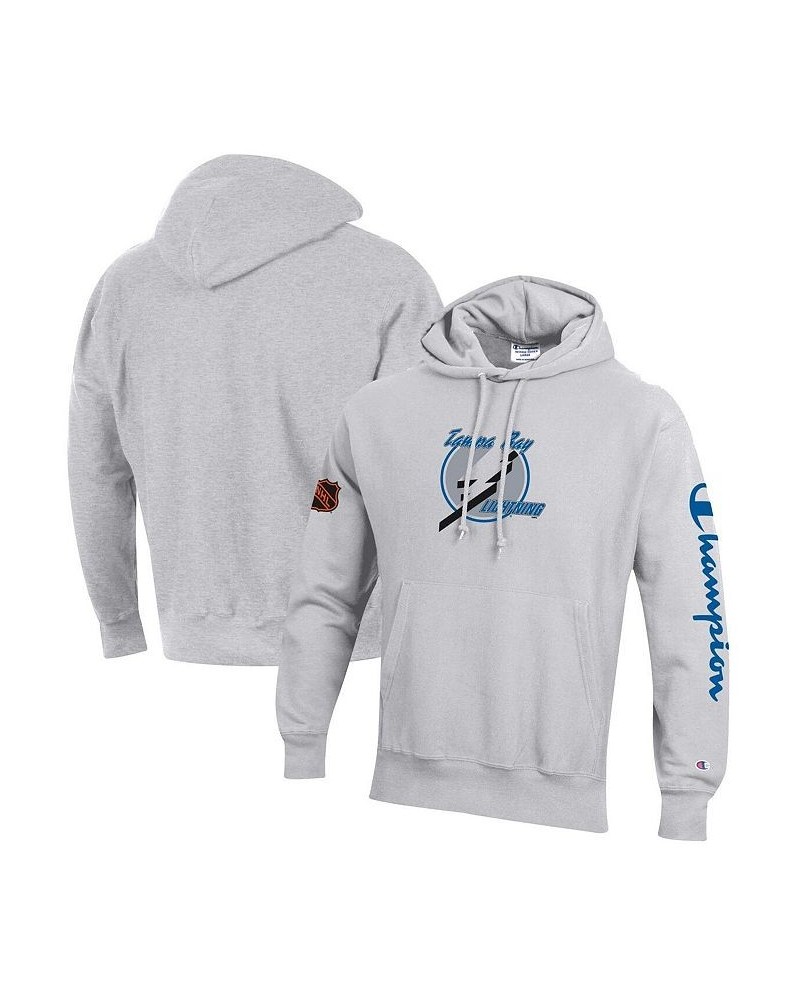 Men's Heathered Gray Tampa Bay Lightning Reverse Weave Pullover Hoodie $37.09 Sweatshirt