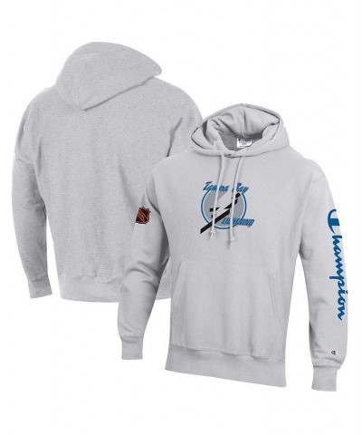 Men's Heathered Gray Tampa Bay Lightning Reverse Weave Pullover Hoodie $37.09 Sweatshirt