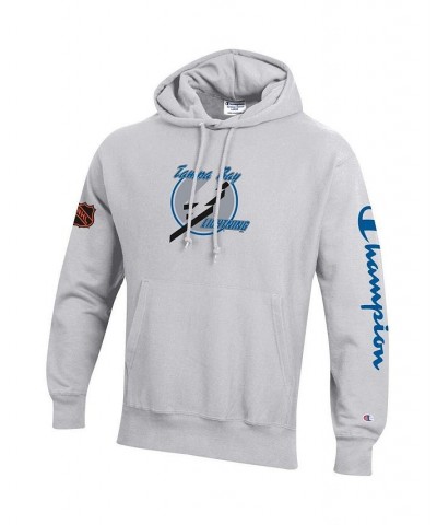 Men's Heathered Gray Tampa Bay Lightning Reverse Weave Pullover Hoodie $37.09 Sweatshirt