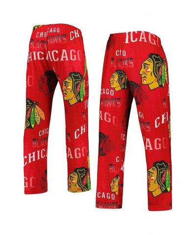 Men's Red Chicago Blackhawks Windfall Allover Microfleece Pajama Pants $26.78 Pajama