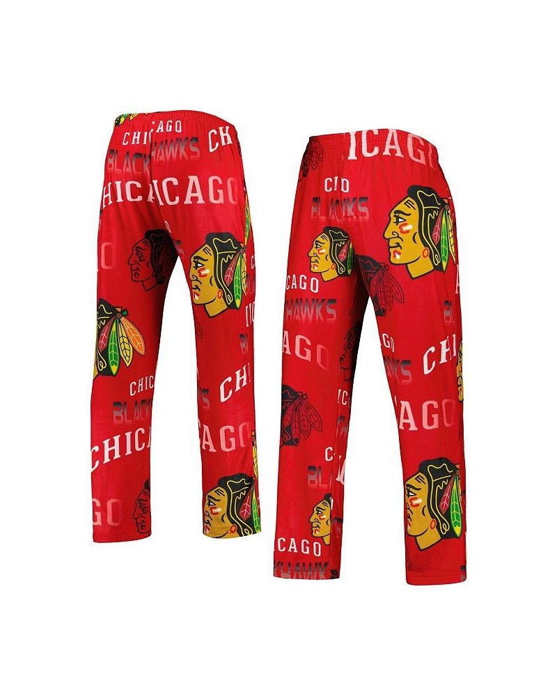 Men's Red Chicago Blackhawks Windfall Allover Microfleece Pajama Pants $26.78 Pajama