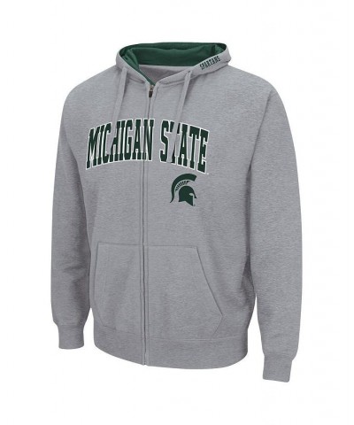 Men's Heathered Gray Michigan State Spartans Arch and Logo 3.0 Full-Zip Hoodie $35.99 Sweatshirt