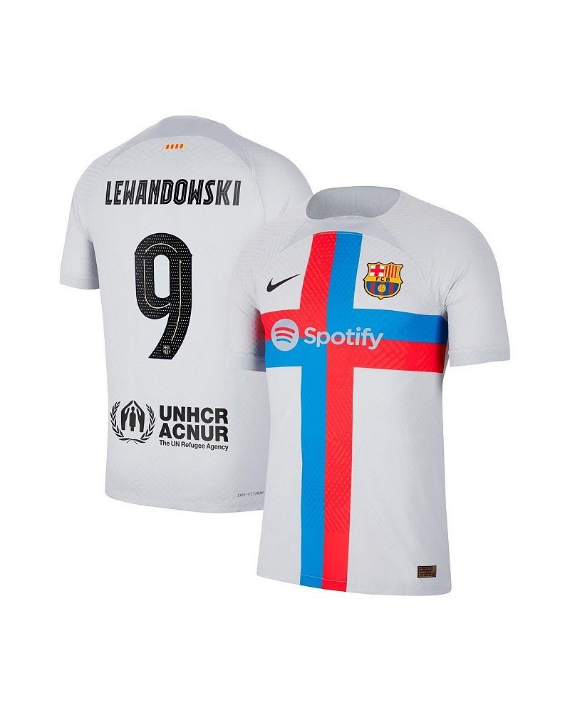 Men's Robert Lewandowski Gray Barcelona 2022/23 Third Vapor Match Authentic Player Jersey $77.40 Jersey