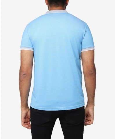 Men's Comfort Zip-Neck Tipped Polo Shirt Baby Blue $22.00 Polo Shirts