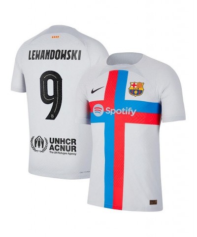 Men's Robert Lewandowski Gray Barcelona 2022/23 Third Vapor Match Authentic Player Jersey $77.40 Jersey