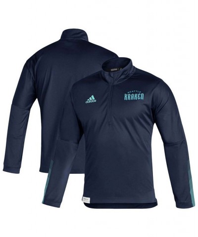 Men's Deep Sea Blue Seattle Kraken Primeblue Quarter-Zip Jacket $30.36 Jackets