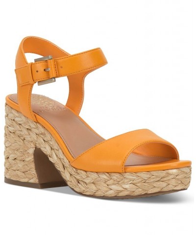 Ranneli Strappy Espadrille Platform Sandals Orange $47.73 Shoes