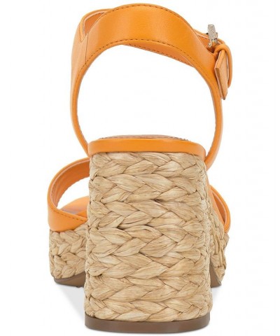 Ranneli Strappy Espadrille Platform Sandals Orange $47.73 Shoes