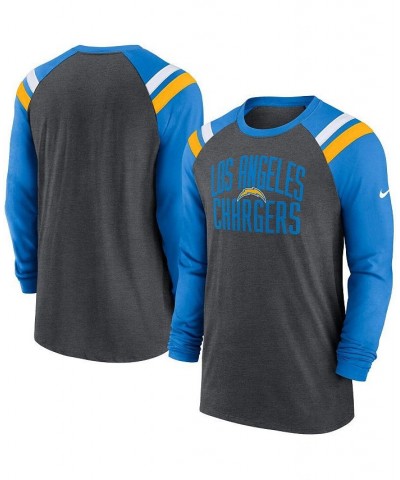 Men's Heathered Charcoal, Powder Blue Los Angeles Chargers Tri-Blend Raglan Athletic Long Sleeve Fashion T-shirt $27.30 T-Shirts