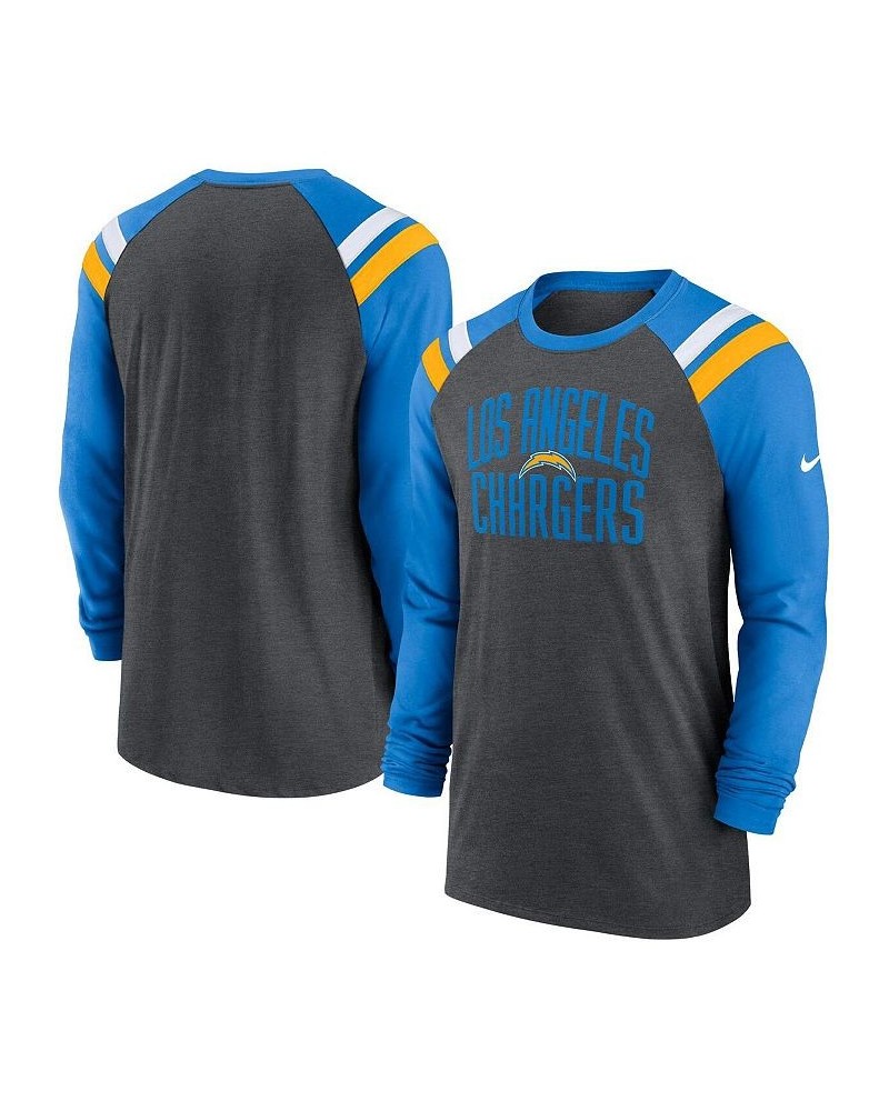 Men's Heathered Charcoal, Powder Blue Los Angeles Chargers Tri-Blend Raglan Athletic Long Sleeve Fashion T-shirt $27.30 T-Shirts