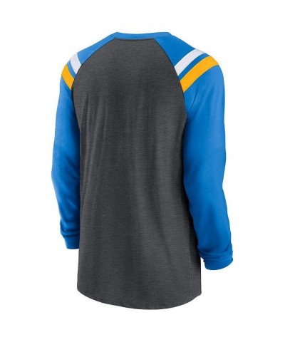 Men's Heathered Charcoal, Powder Blue Los Angeles Chargers Tri-Blend Raglan Athletic Long Sleeve Fashion T-shirt $27.30 T-Shirts