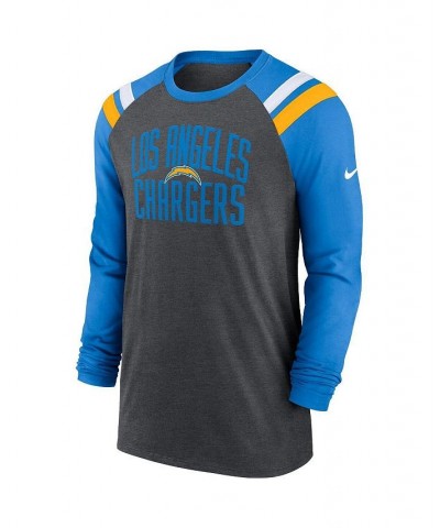 Men's Heathered Charcoal, Powder Blue Los Angeles Chargers Tri-Blend Raglan Athletic Long Sleeve Fashion T-shirt $27.30 T-Shirts