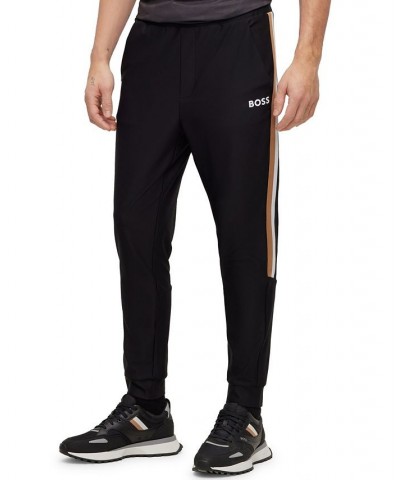 BOSS Men's Active-Stretch Fabric Side Stripes Tracksuit Bottoms Black $58.28 Pants