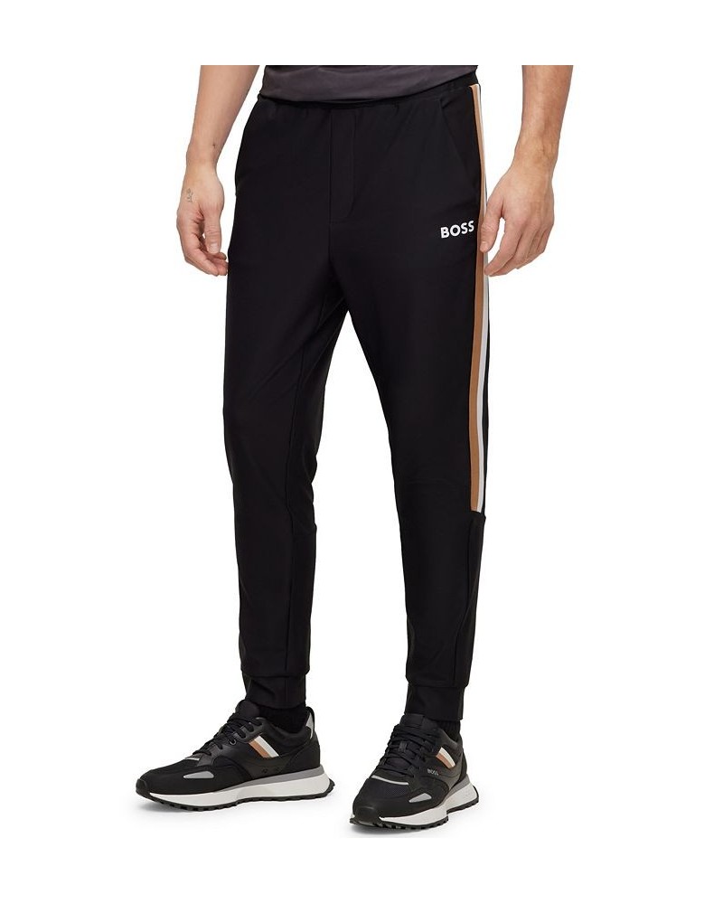 BOSS Men's Active-Stretch Fabric Side Stripes Tracksuit Bottoms Black $58.28 Pants