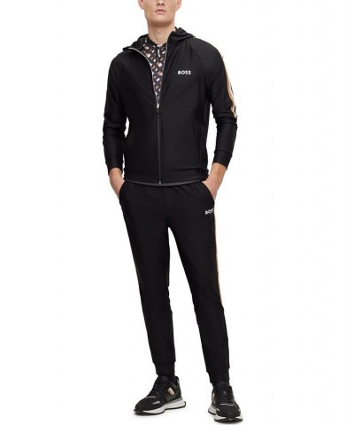 BOSS Men's Active-Stretch Fabric Side Stripes Tracksuit Bottoms Black $58.28 Pants