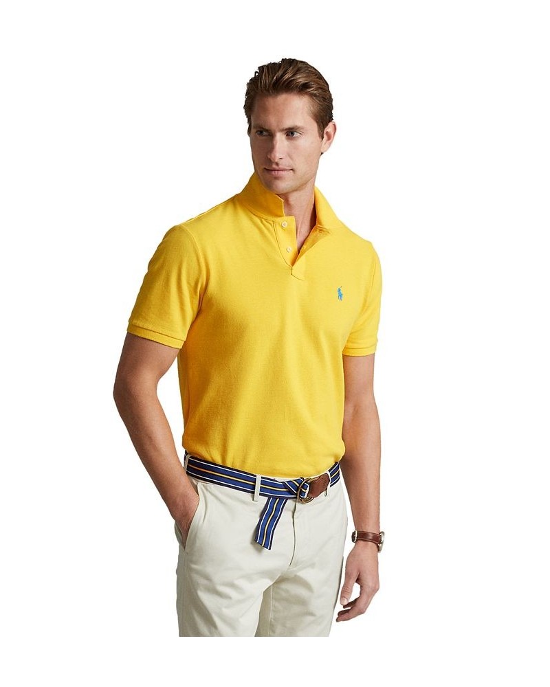 Men's Custom Slim Fit Mesh Polo Yellow Fin $56.40 Polo Shirts