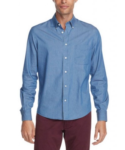 Lauren Men's Untucked Casual Regular Fit Stretch Dress Shirt Blue $19.03 Dress Shirts