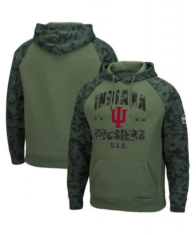 Men's Olive, Camo Indiana Hoosiers OHT Military-Inspired Appreciation Raglan Pullover Hoodie $39.74 Sweatshirt