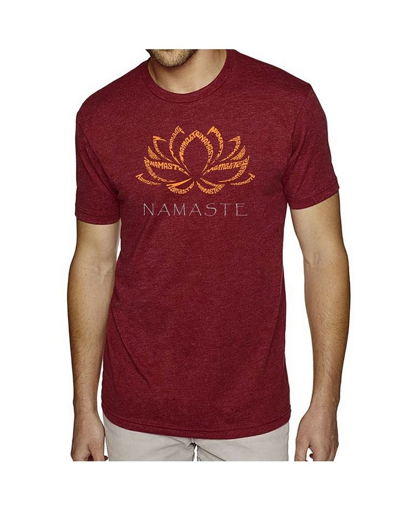 Men's Premium Word Art Namaste T-shirt Red $25.19 T-Shirts