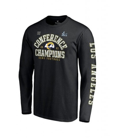 Men's Branded Black Los Angeles Rams 2021 NFC Champions Vintage-Like Long Sleeve T-shirt $22.25 T-Shirts