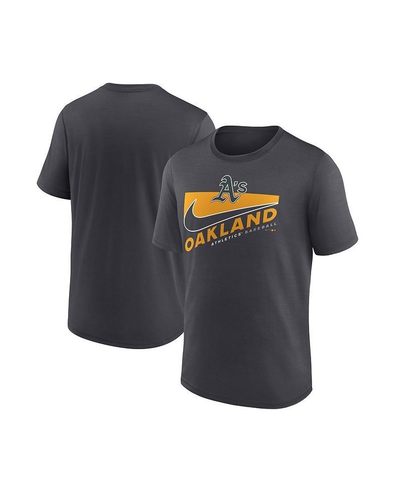 Men's Anthracite Oakland Athletics Swoosh Town Performance T-shirt $21.60 T-Shirts