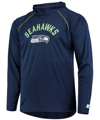 Men's Navy Seattle Seahawks Raglan Long Sleeve Hoodie T-shirt $34.44 T-Shirts