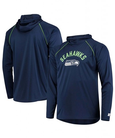 Men's Navy Seattle Seahawks Raglan Long Sleeve Hoodie T-shirt $34.44 T-Shirts