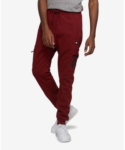 Men's Big and Tall Simple Story Cargo Fleece Joggers Red $35.36 Pants