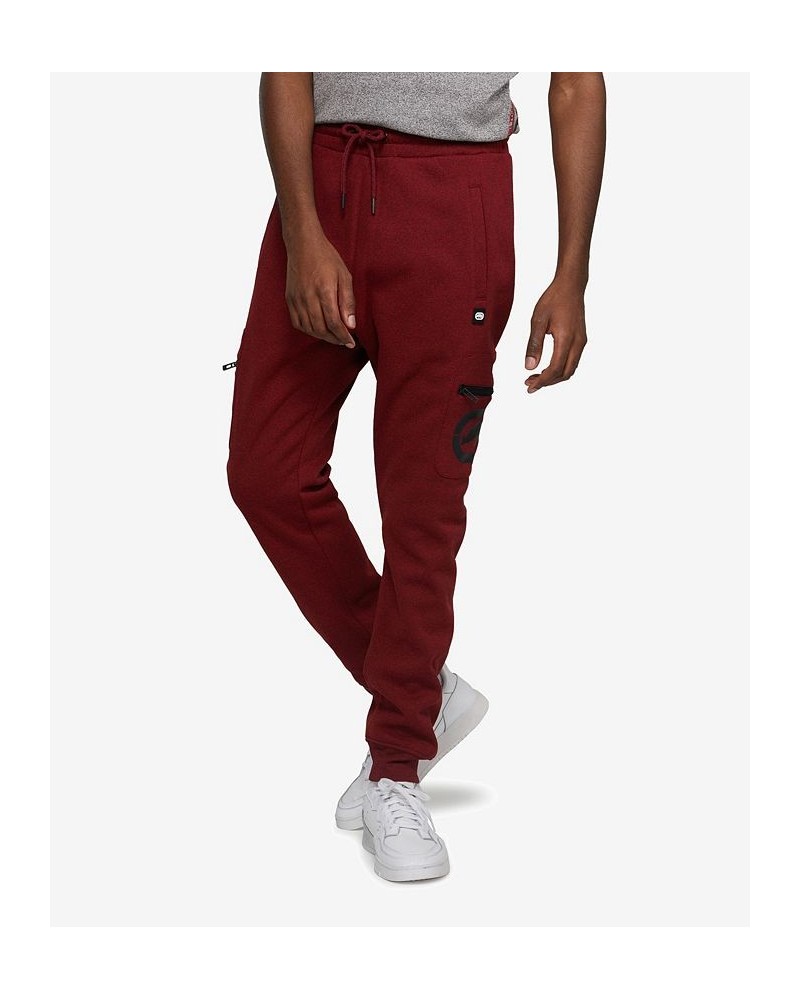 Men's Big and Tall Simple Story Cargo Fleece Joggers Red $35.36 Pants