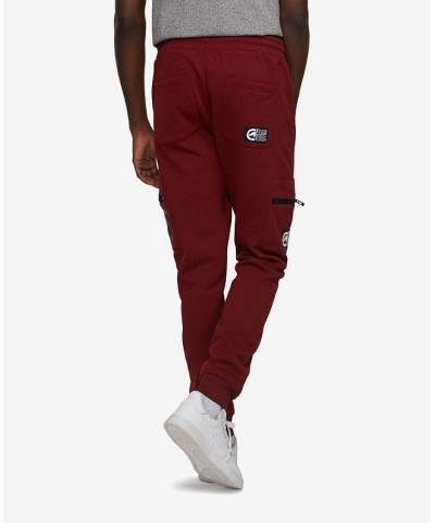 Men's Big and Tall Simple Story Cargo Fleece Joggers Red $35.36 Pants