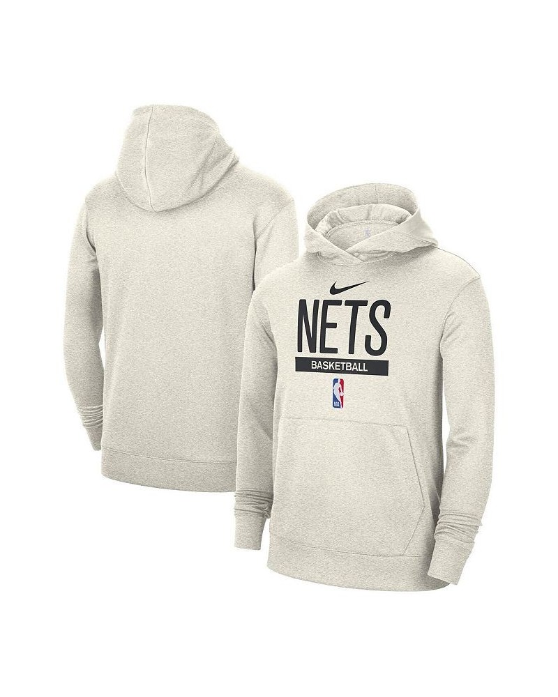 Men's Cream Brooklyn Nets 2022/23 Spotlight On-Court Practice Performance Pullover Hoodie $36.90 Sweatshirt