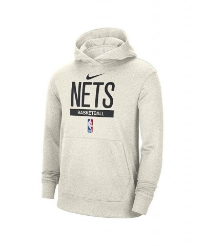 Men's Cream Brooklyn Nets 2022/23 Spotlight On-Court Practice Performance Pullover Hoodie $36.90 Sweatshirt