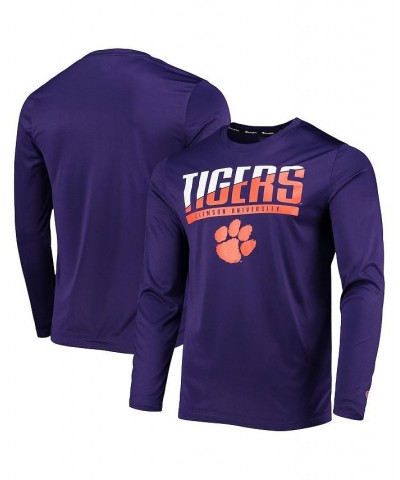 Men's Purple Clemson Tigers Wordmark Slash Long Sleeve T-shirt $18.90 T-Shirts