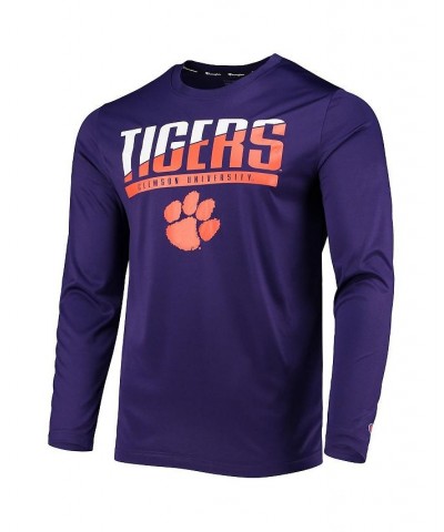 Men's Purple Clemson Tigers Wordmark Slash Long Sleeve T-shirt $18.90 T-Shirts