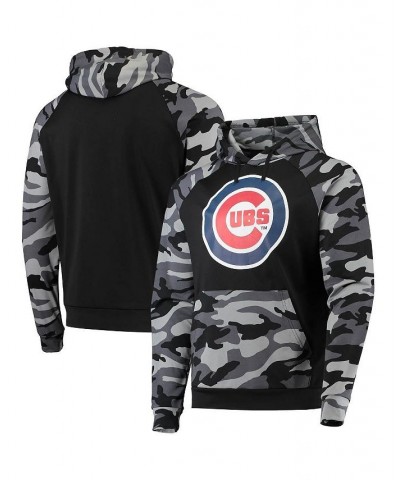 Men's Black Chicago Cubs Camo Raglan Pullover Hoodie $36.80 Sweatshirt