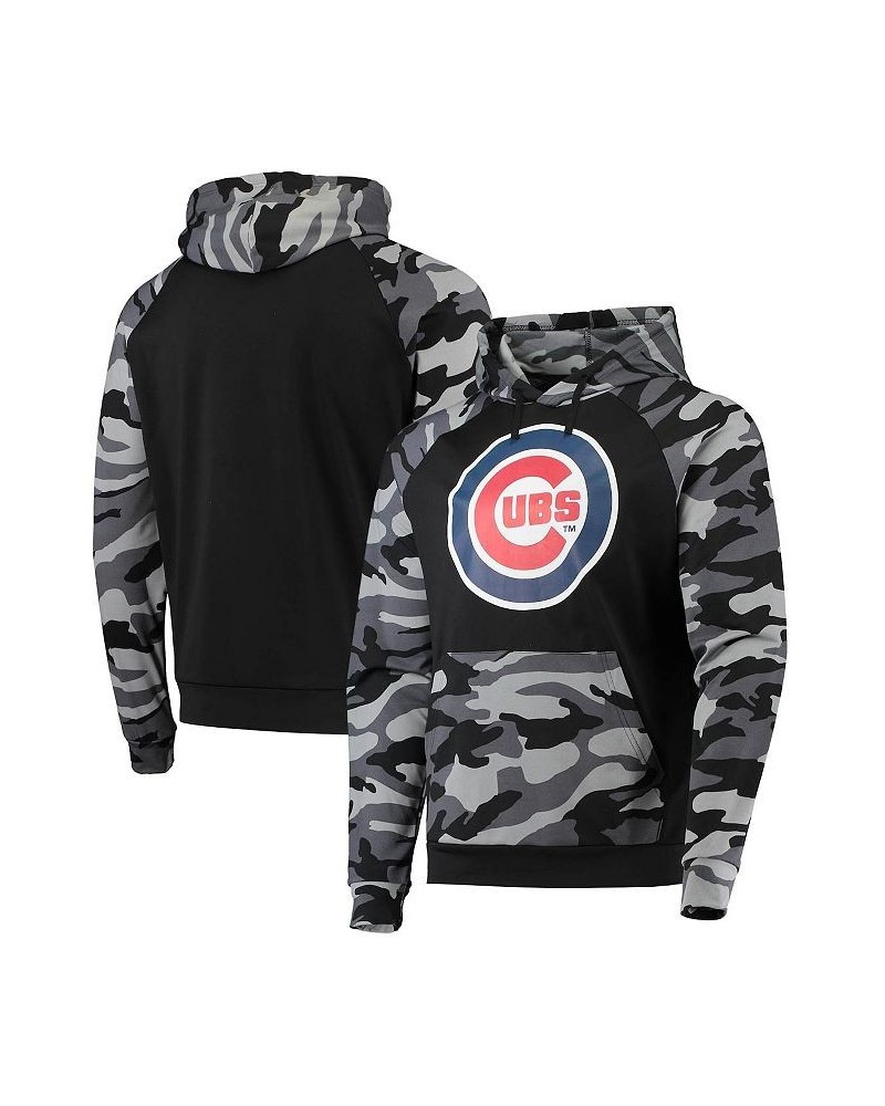 Men's Black Chicago Cubs Camo Raglan Pullover Hoodie $36.80 Sweatshirt