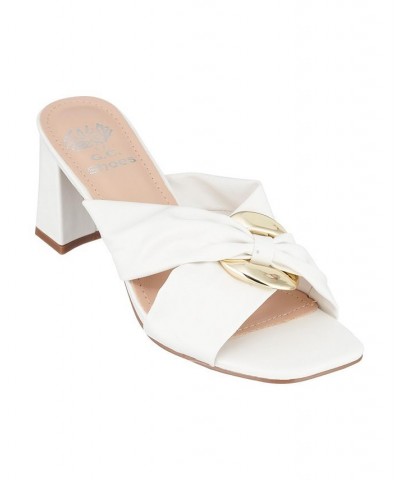 Women's Zane Heeled Slide Sandals White $42.39 Shoes