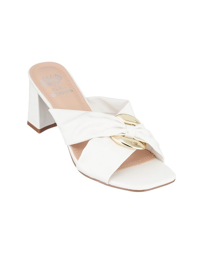 Women's Zane Heeled Slide Sandals White $42.39 Shoes