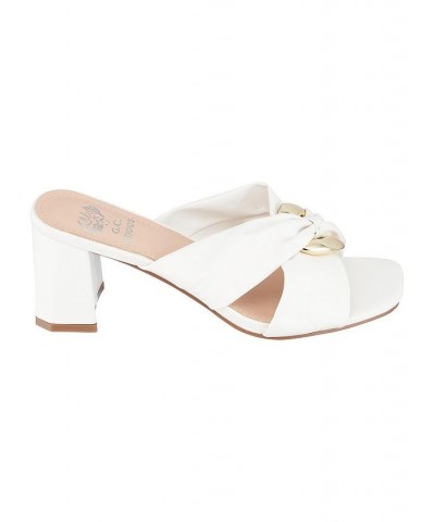 Women's Zane Heeled Slide Sandals White $42.39 Shoes