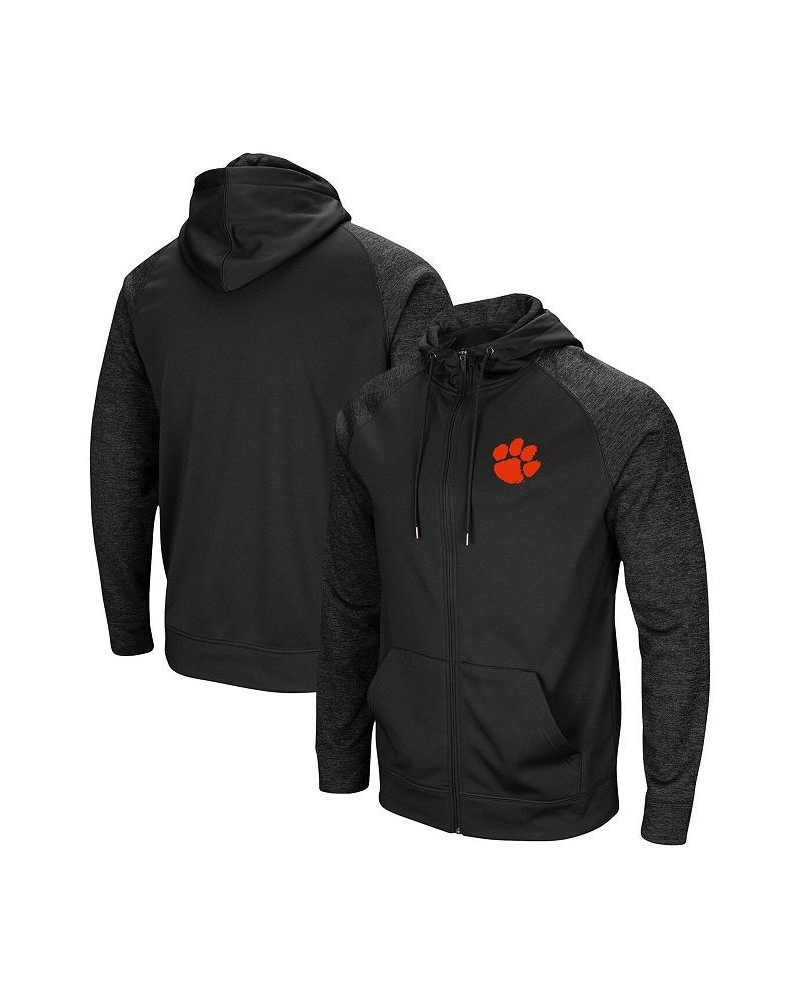 Men's Black Clemson Tigers Blackout 3.0 Tonal Raglan Full-Zip Hoodie $36.00 Sweatshirt