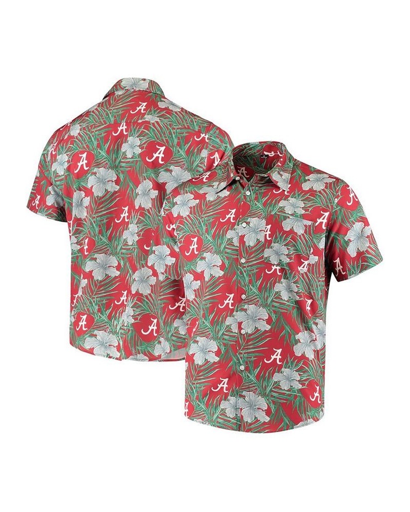 Men's Crimson Alabama Crimson Tide Floral Button-Up Shirt $40.49 Shirts