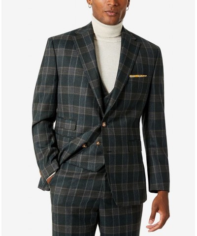 Men's Classic-Fit Wool Suit Green Plaid $66.60 Suits