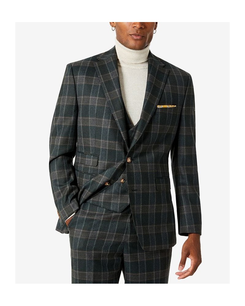 Men's Classic-Fit Wool Suit Green Plaid $66.60 Suits