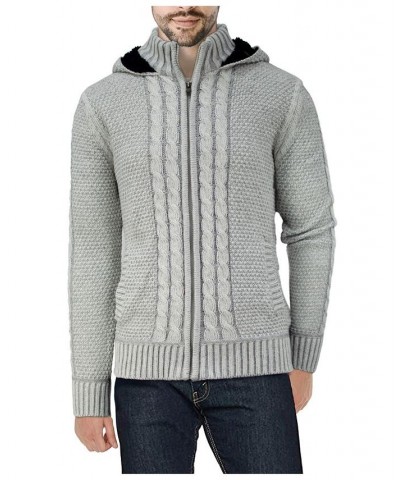 Men's Hooded Full-Zip High Neck Sweater Jacket Tan/Beige $36.72 Sweaters