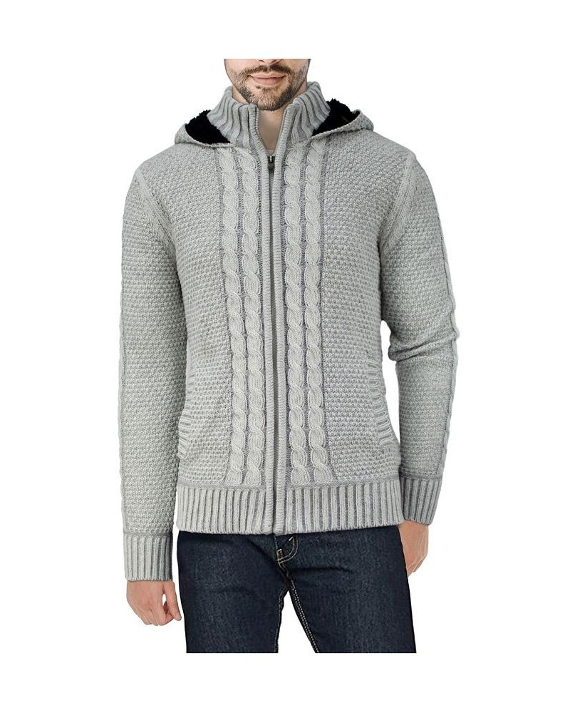 Men's Hooded Full-Zip High Neck Sweater Jacket Tan/Beige $36.72 Sweaters