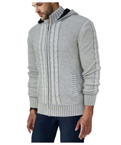 Men's Hooded Full-Zip High Neck Sweater Jacket Tan/Beige $36.72 Sweaters