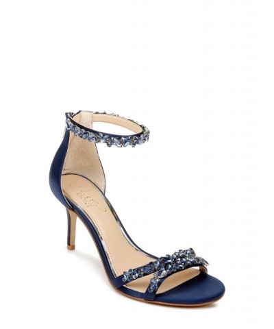 Caroline Embellished Ankle-Strap Evening Sandals Blue $47.96 Shoes