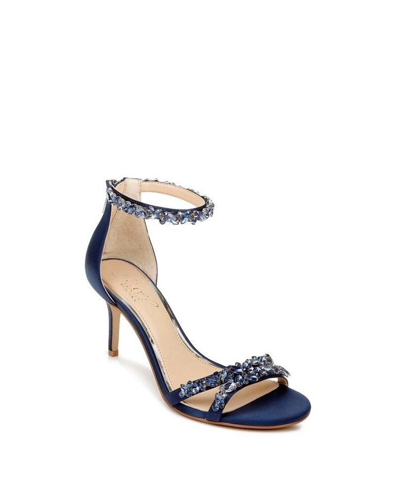 Caroline Embellished Ankle-Strap Evening Sandals Blue $47.96 Shoes